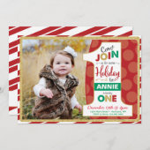 ホリデーファースト誕生日招待状、クリスマス 招待状 (正面/裏面)