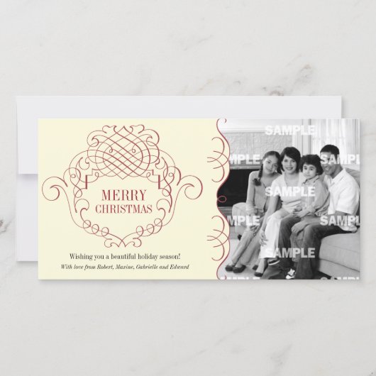 ホリデーフィリグリー装飾フォトカード シーズンカード (正面)
