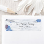 ホリデーフェスティバルウォーターカラーブルー差出人住所 ラベル (インサイチュ)