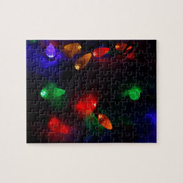 ホリデーフェスティバルクリスマスフェアリーライト冬の雪 ジグソーパズル