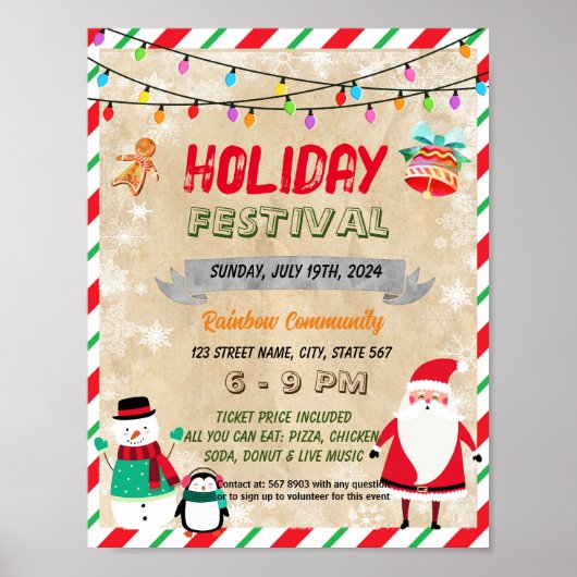 ホリデーフェスティバルスクールイベントチラシ ポスター (正面)