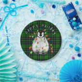 ホリデーフェスティバルペンギン、キラキラ赤い緑のライト ペーパープレート (パーティー)