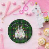 ホリデーフェスティバルペンギン、キラキラ赤い緑のライト ペーパープレート (パーティー)