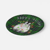 ホリデーフェスティバルペンギン、キラキラ赤い緑のライト ペーパープレート (アングル)