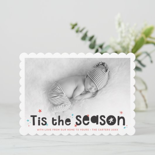 ホリデーフォトおもしろいタイポグラフィこのシーズン引用文 シーズンカード (スタンド正面)