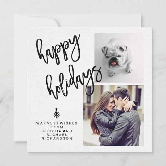 ホリデーフォトとタイポグラフィオンウォーター色紙 シーズンカード (正面)