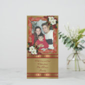 ホリデーフォトカードクラシック赤と金ゴールド シーズンカード (スタンド正面)