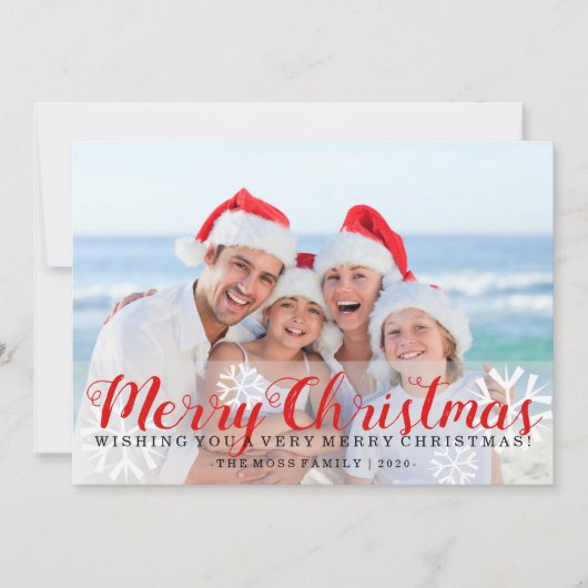 ホリデーフォトカード – ビーチメリークリスマス シーズンカード (正面)