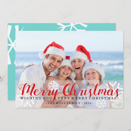 ホリデーフォトカード – ビーチメリークリスマス シーズンカード (正面/裏面)