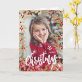 ホリデーフォトクリスマスカードミスタントー金ゴールドレッド カード (黄色い花)