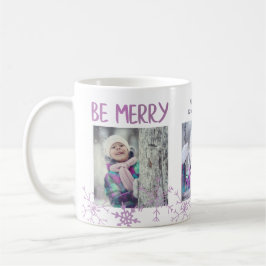 ホリデーフォトコラージュ Be Merry スノーフレーク オーダーメイド コーヒーマグカップ