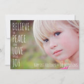 ホリデーフォトジョイ信じス平和ラブクリスマス シーズンカード (正面)