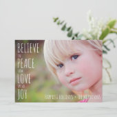 ホリデーフォトジョイ信じス平和ラブクリスマス シーズンカード (スタンド正面)