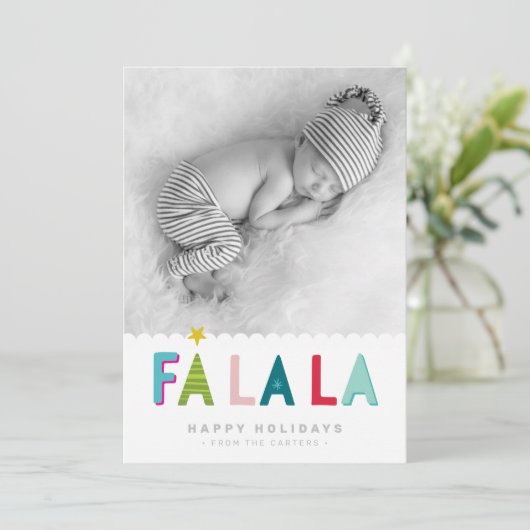 ホリデーフォトファラブライトはっきりしたカラフル引用文 案内状 (スタンド正面)