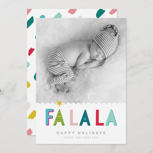 ホリデーフォトファラブライトはっきりしたカラフル引用文 案内状 (正面/裏面)