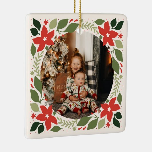 ホリデーフォトポインセティアセラミックオーナメント セラミックオーナメント (右)