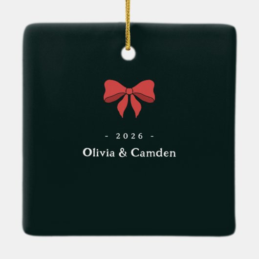 ホリデーフォトポインセティアセラミックオーナメント セラミックオーナメント (裏面)