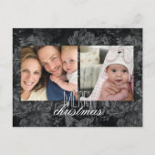 ホリデーフォトポストカードの黒いフローラ壁紙 シーズンポストカード (正面)