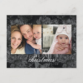 ホリデーフォトポストカードの黒いフローラ壁紙 シーズンポストカード