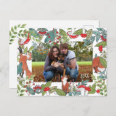 ホリデーフォトポストカードキツネウッドランドデザイン シーズンポストカード (正面/裏面)