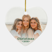 ホリデーフモダンァミリ写真ハートセラミックオーナメント セラミックオーナメント (裏面)