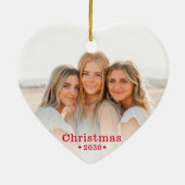 ホリデーフモダンァミリ写真ハートセラミックオーナメント セラミックオーナメント (裏面)
