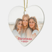 ホリデーフモダンァミリ写真ハートセラミックオーナメント セラミックオーナメント (左)