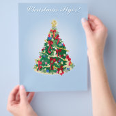 ホリデーフライヤー：カラフルクリスマスツリー チラシ (手)
