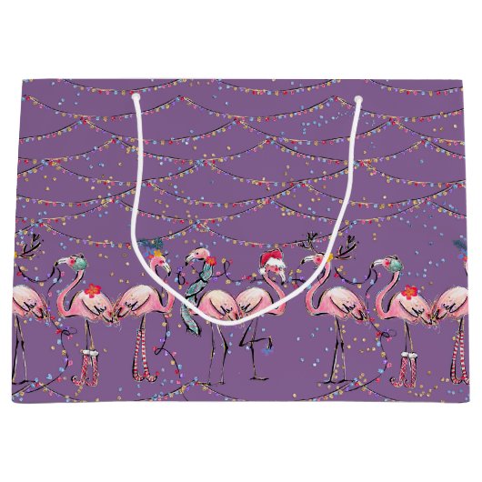 ホリデーフラミンゴストロピカルホリデイ抱き枕 ラージペーパーバッグ (正面)