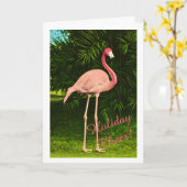 ホリデーフラミンゴ カード (黄色い花)