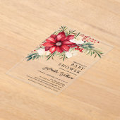 ホリデーフローラアクリルベビーシャワー アクリル招待状 (レイダウン)