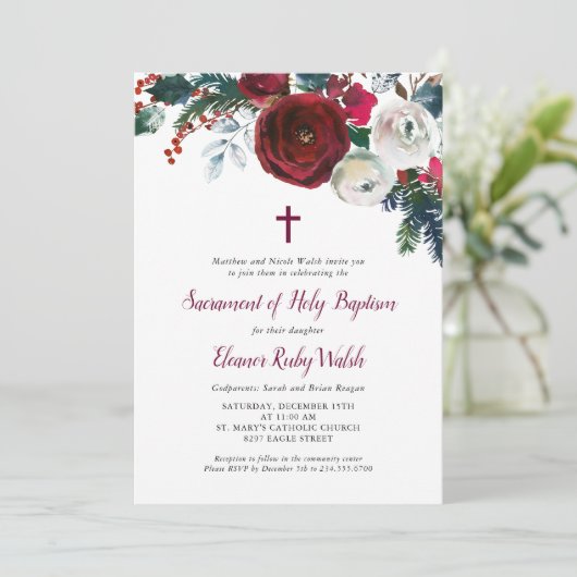 ホリデーフローラウィンターバプティスマ招待状 招待状 (スタンド正面)