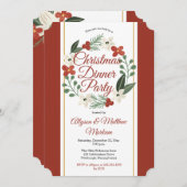 ホリデーフローラリースクリスマスディナーパーティー 招待状 (正面/裏面)