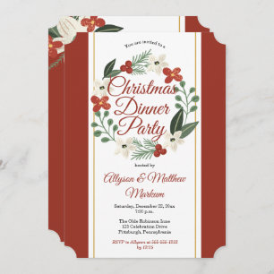 ホリデーフローラリースクリスマスディナーパーティー 招待状