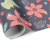 ホリデーフローラルパターン ラッピングペーパー (ロールコーナー)