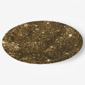 ホリデーブラックと金ゴールドフェイクグリッタークリスマス ペーパープレート (アングル)
