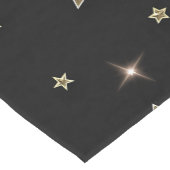 ホリデーブラックと金ゴールドフェイクメタルクリスマススターズ ショートテーブルランナー (コーナー)
