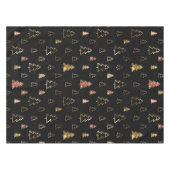 ホリデーブラックと金ゴールドフェイクメタルクリスマスツリー テーブルクロス (正面(横))