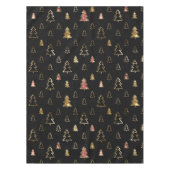 ホリデーブラックと金ゴールドフェイクメタルクリスマスツリー テーブルクロス (正面)