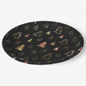 ホリデーブラックと金ゴールドフェイクメタルクリスマスツリー ペーパープレート (アングル)