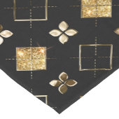 ホリデーブラックと金ゴールドメタルクリスマスジオメトリック ショートテーブルランナー (コーナー)