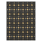 ホリデーブラックと金ゴールドメタルクリスマスジオメトリック テーブルクロス (正面)