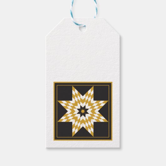 ホリデーブラックアンド金ゴールドスターお祝いギフトラベル ギフトタグ (正面)