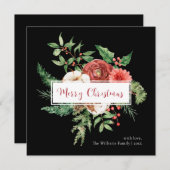 ホリデーブラックウォーターカラーボタニカルメリークリスマス (正面/裏面)