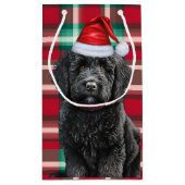 ホリデーブラックラブラドールドッグおもしろい格子状クリスマス スモールペーパーバッグ (裏面)