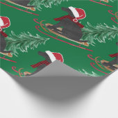 ホリデーブラックラボクリスマスツリースレド ラッピングペーパー (角)