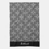 ホリデーブラック&ホワイトスカンジナビアパターン キッチンタオル (縦)