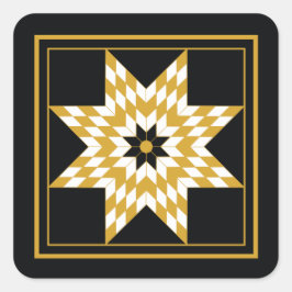 ホリデーブラック&金ゴールドスターお祝いモチーフ スクエアシール