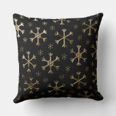 ホリデーブラック&金ゴールドメタルクリスマススノーフレーク クッション (裏面)