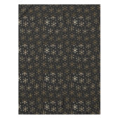 ホリデーブラック&金ゴールドメタルクリスマススノーフレーク テーブルクロス (正面)